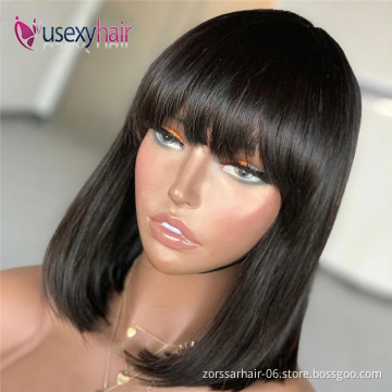 Alibaba human hair extension wigs remi wig vendors free sample vietnamese raw hair machine bob wigs with bangs